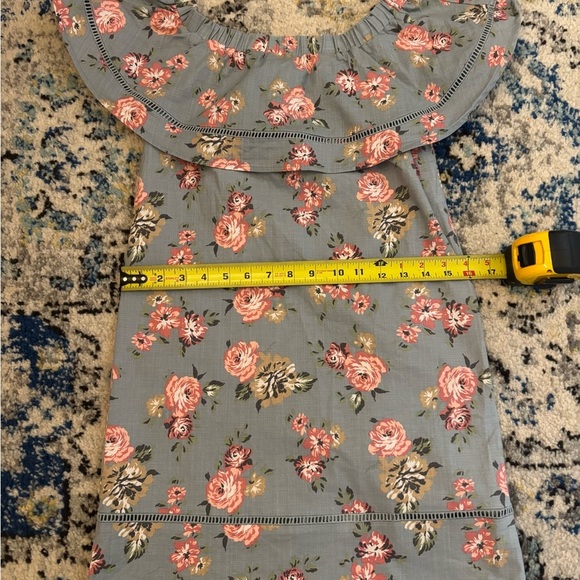 Floral Strapless Dress - Blue and Pink - Picture 6 of 7